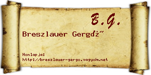 Breszlauer Gergő névjegykártya